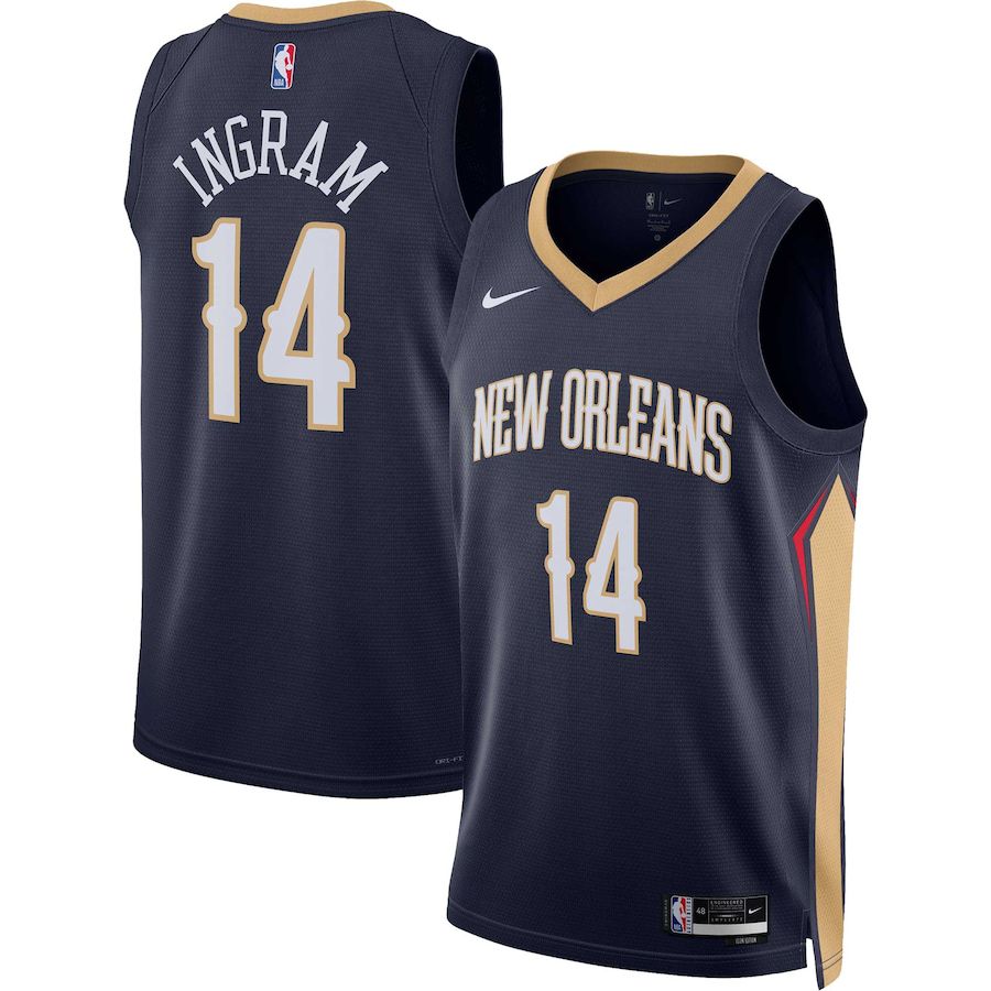 Men New Orleans Pelicans 14 Brandon Ingram Nike Navy Icon Edition 2022-23 Swingman NBA Jersey